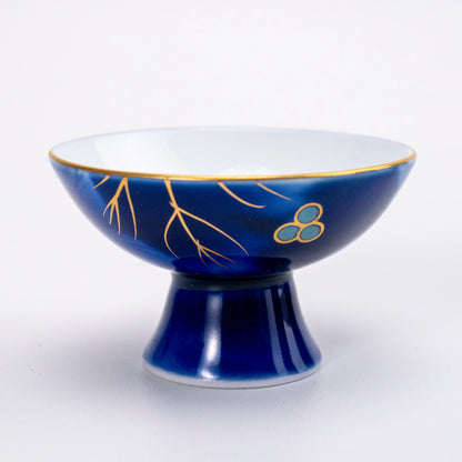 Vintage Fukagawa Sake Set — Ruri Budō Lapis Blue, 7pc