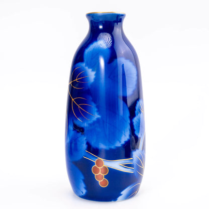 Vintage Fukagawa Sake Set — Ruri Budō Lapis Blue, 7pc