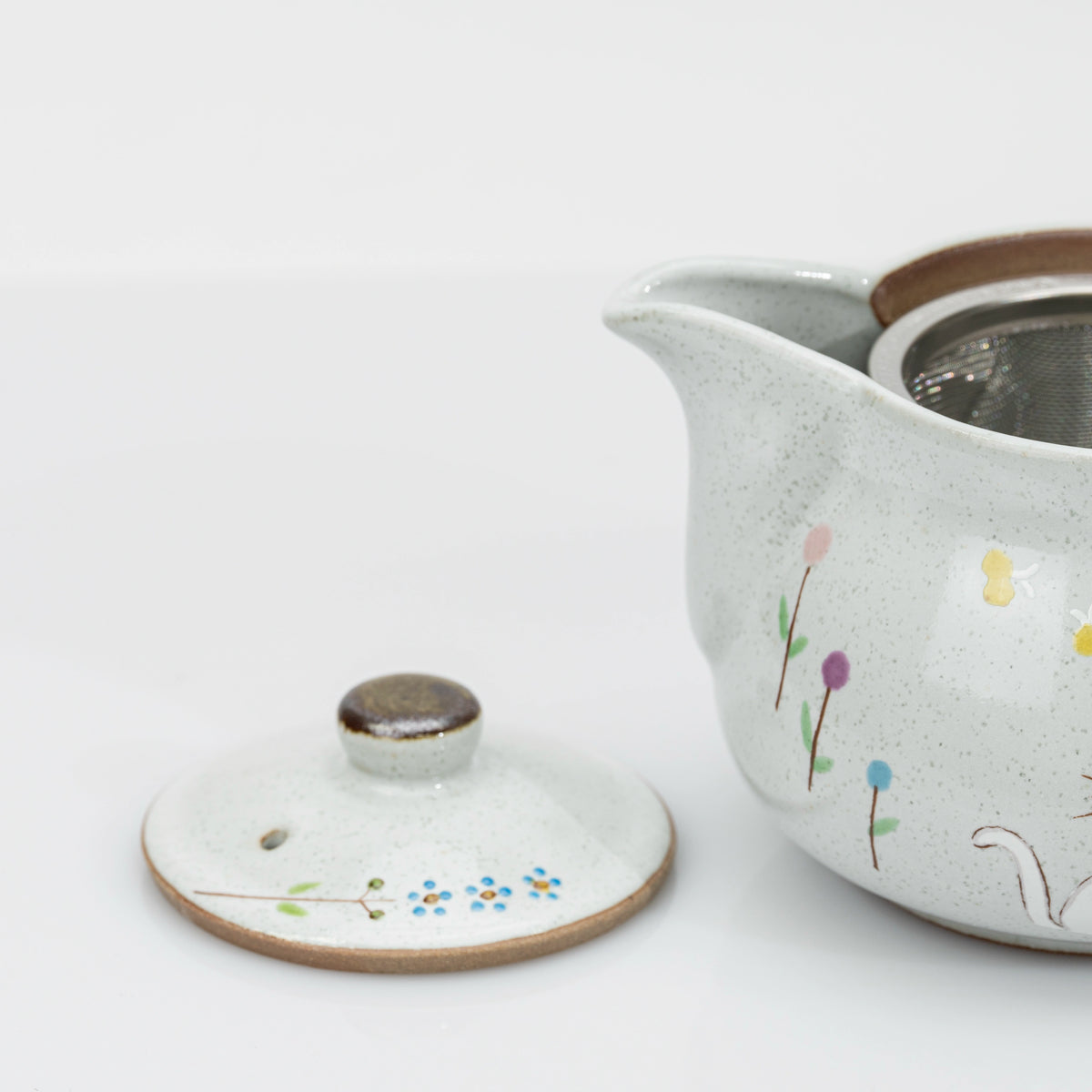 Kutani Cat Teapot with Strainer, Hand-Painted Hidamari, Japanese Ceramic 360ml