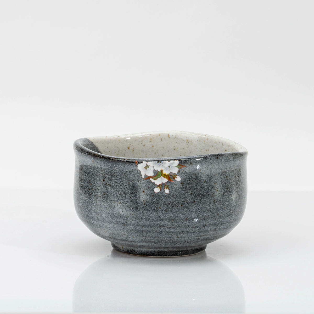 Kutani Matcha Bowl, Yoshidaya Style Bird and Wild Cherry Chawan in Wooden Box