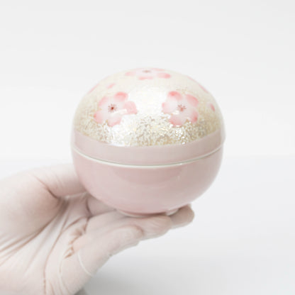 Arita Pink Cherry Blossom Lidded Bowl, 9.7 cm
