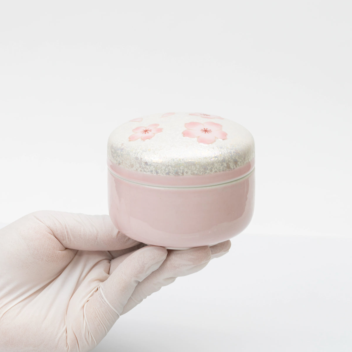 Arita Pink Cherry Blossom Lidded Box, 8.5 cm