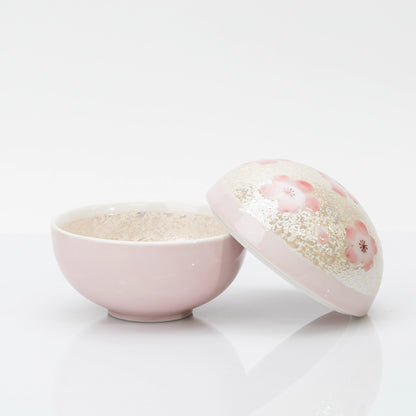 Arita Pink Cherry Blossom Lidded Bowl, 9.7 cm