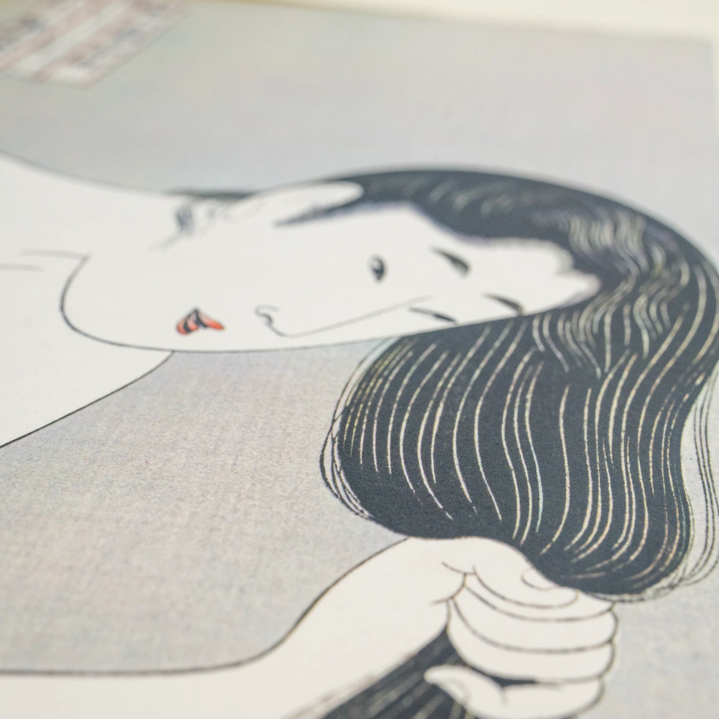 Portfolio d'estampes ukiyo-e sur bois vintage d'après Utamaro — 6 reproductions bijin-ga ōban, portfolio en washi (fukkokuban) (vue 11)