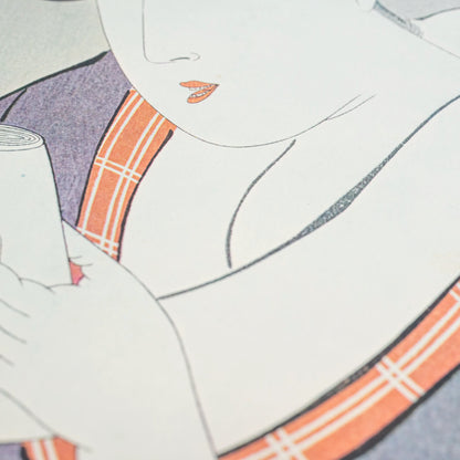 Portfolio d'estampes ukiyo-e sur bois vintage d'après Utamaro — 6 reproductions bijin-ga ōban, portfolio en washi (fukkokuban) (vue 14)