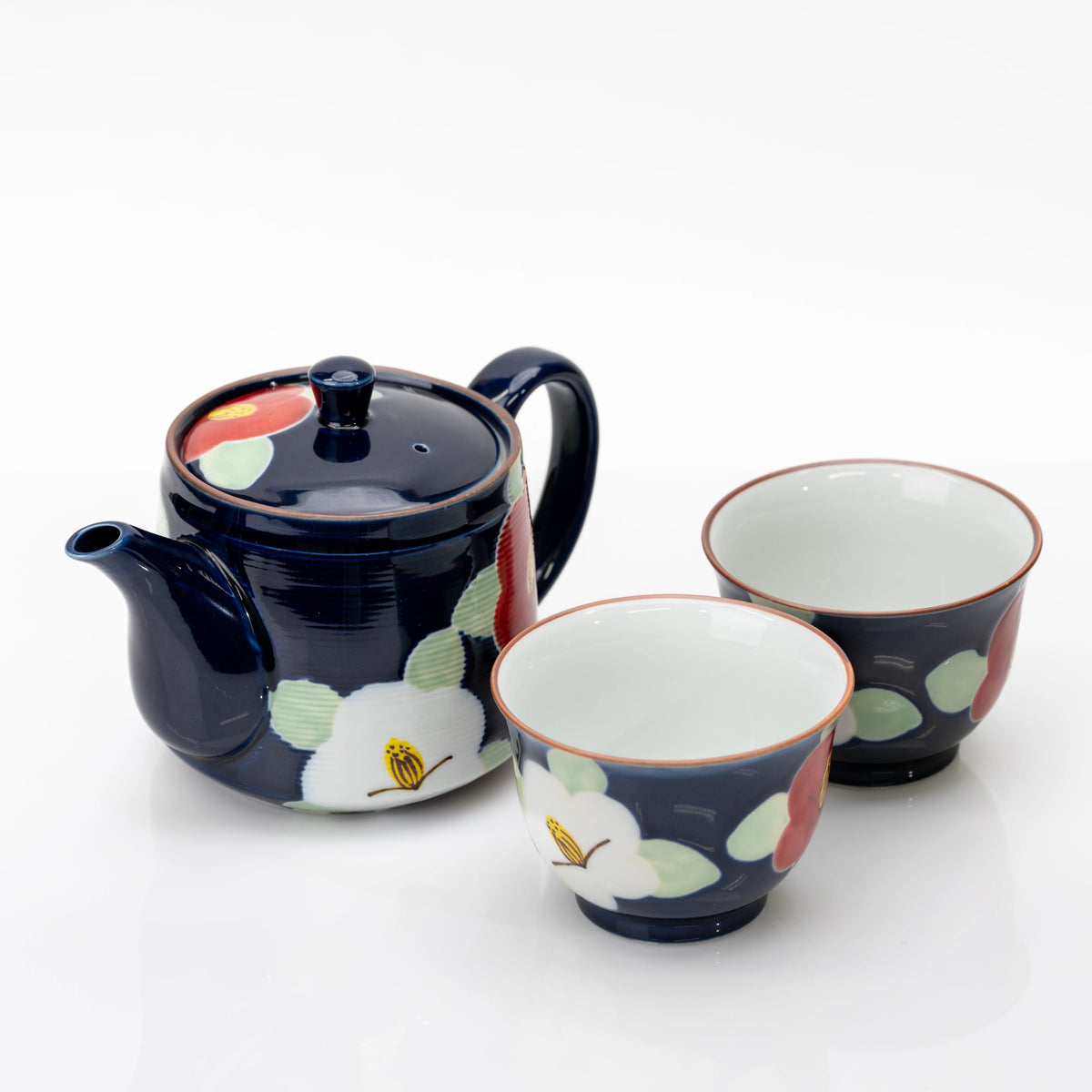Arita Camellia Tea Set in Deep Blue | Teapot & 2 Cups