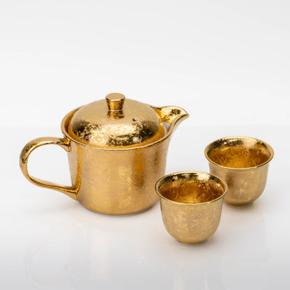 Service à thé Arita doré, théière et 2 tasses