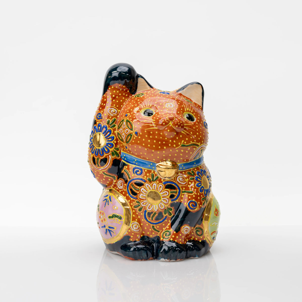 Kutani Cha-Mori Lucky Cat, 21 cm