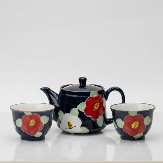 Arita Camellia Tea Set in Deep Blue | Teapot & 2 Cups