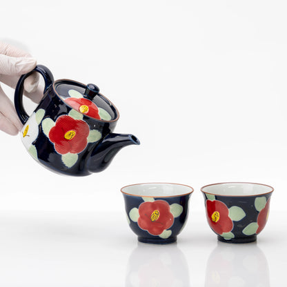 Arita Camellia Tea Set in Deep Blue | Teapot & 2 Cups