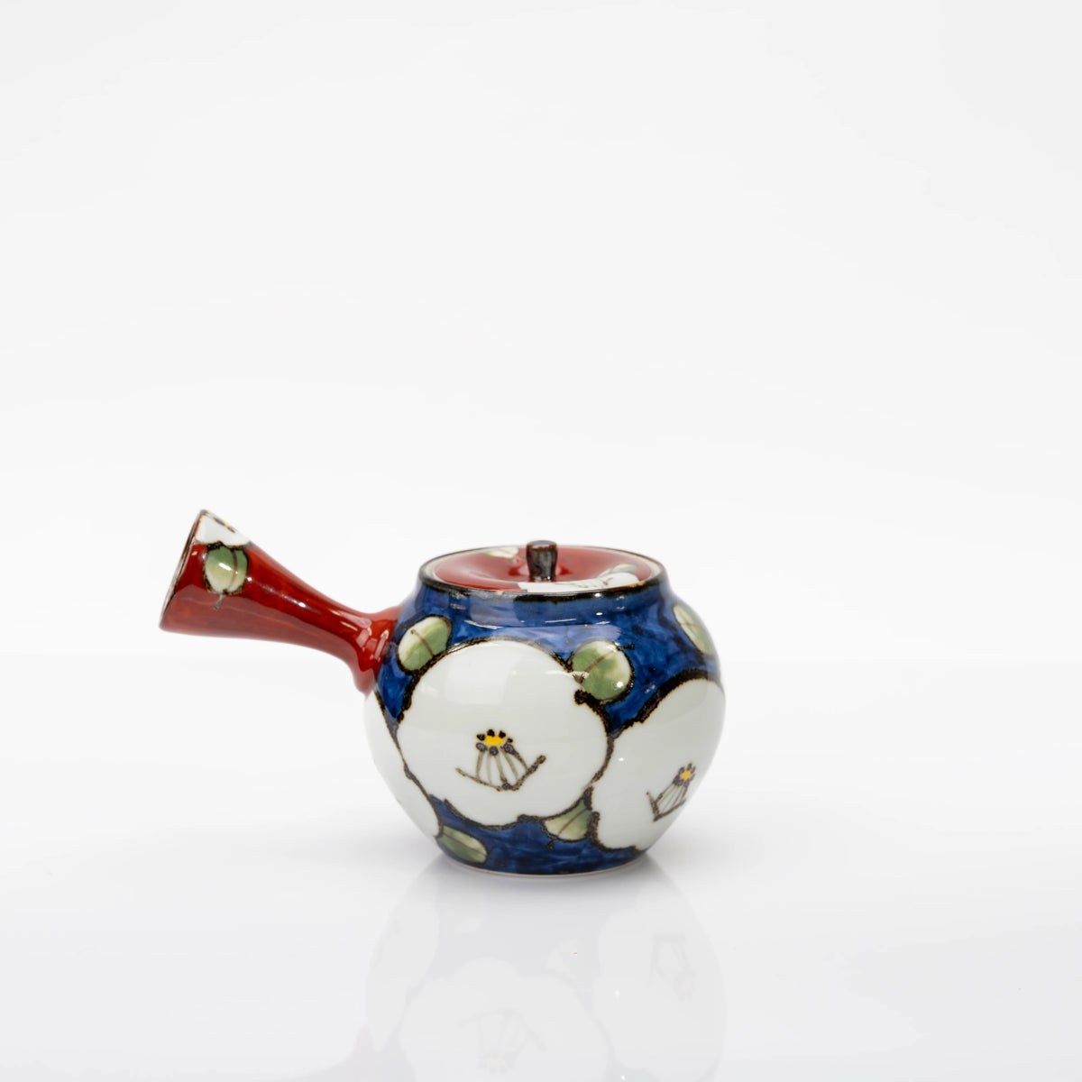 Japanese Camellia Tea Set | Hand-Painted Kyusu & Two Porcelain Cups