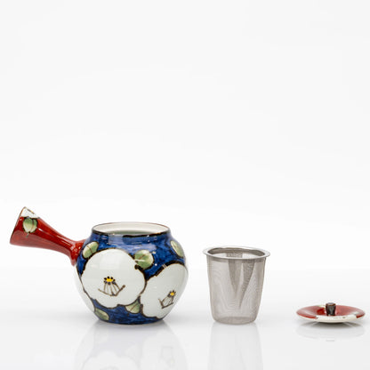 Japanese Camellia Tea Set | Hand-Painted Kyusu & Two Porcelain Cups