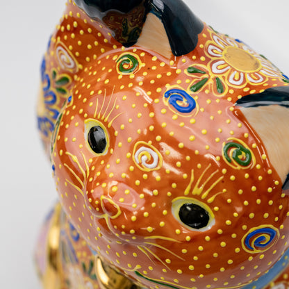Kutani Cha-Mori Lucky Cat, 21 cm