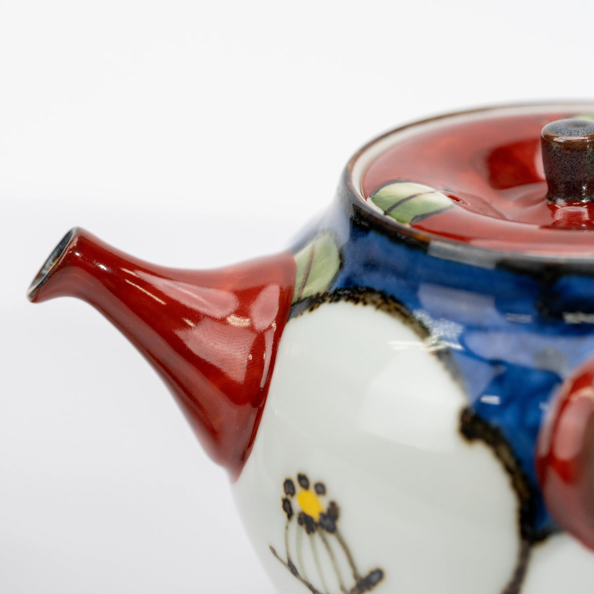 Japanese Camellia Tea Set | Hand-Painted Kyusu & Two Porcelain Cups