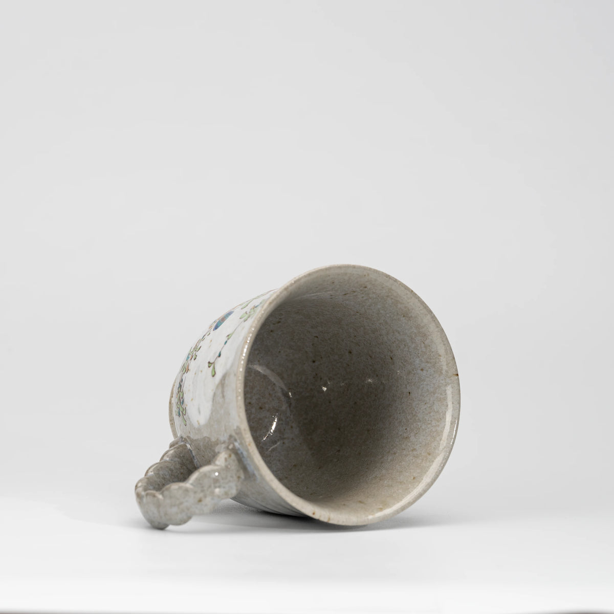 Kingfisher mug, view from above showing the opening and interior.