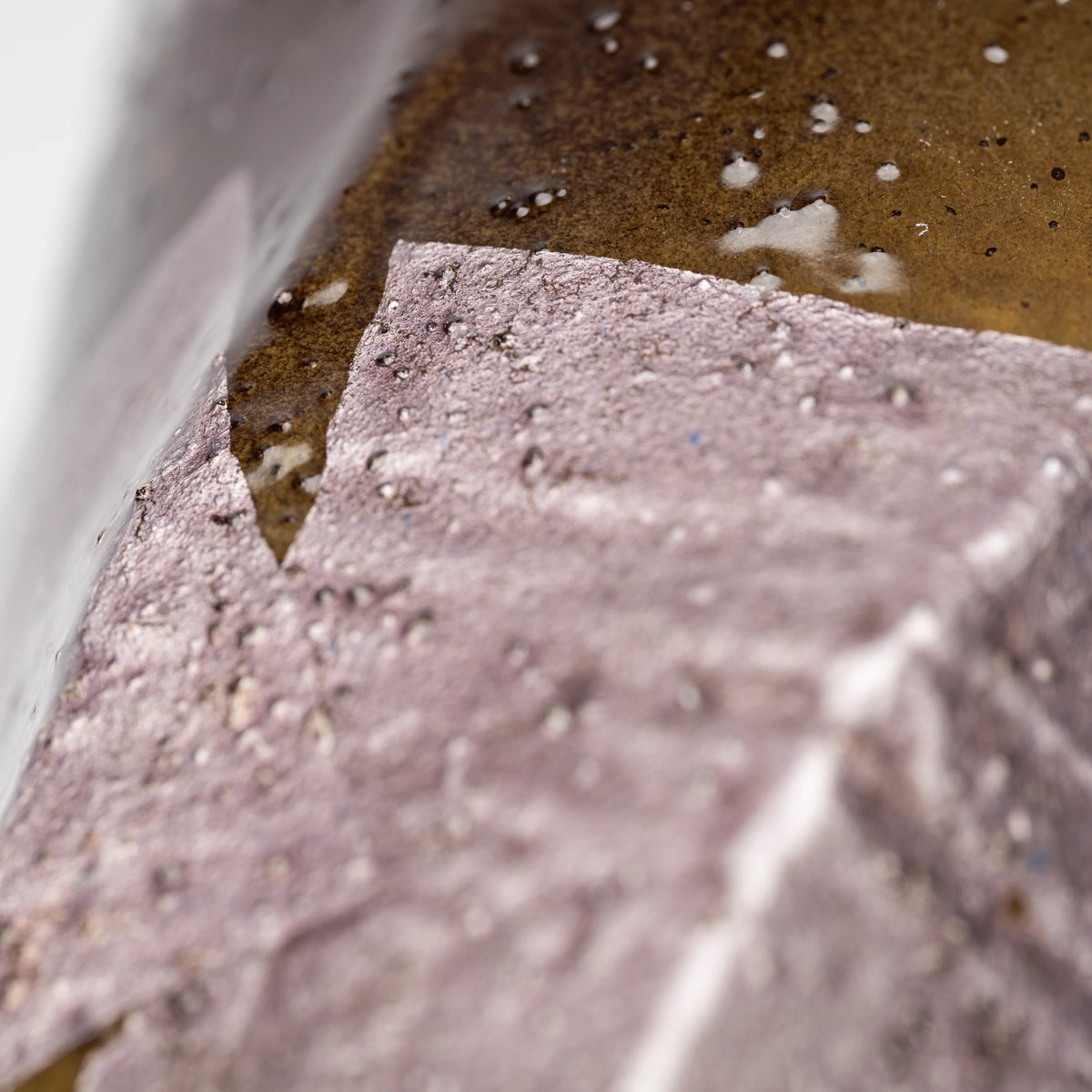 Lilac ginsai mug, foil panel and glazed surface detail.
