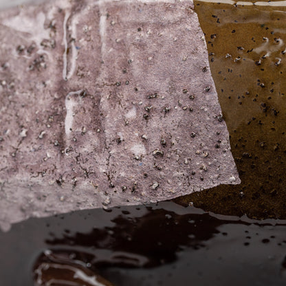 Lilac ginsai mug, foil panel and glazed surface detail.