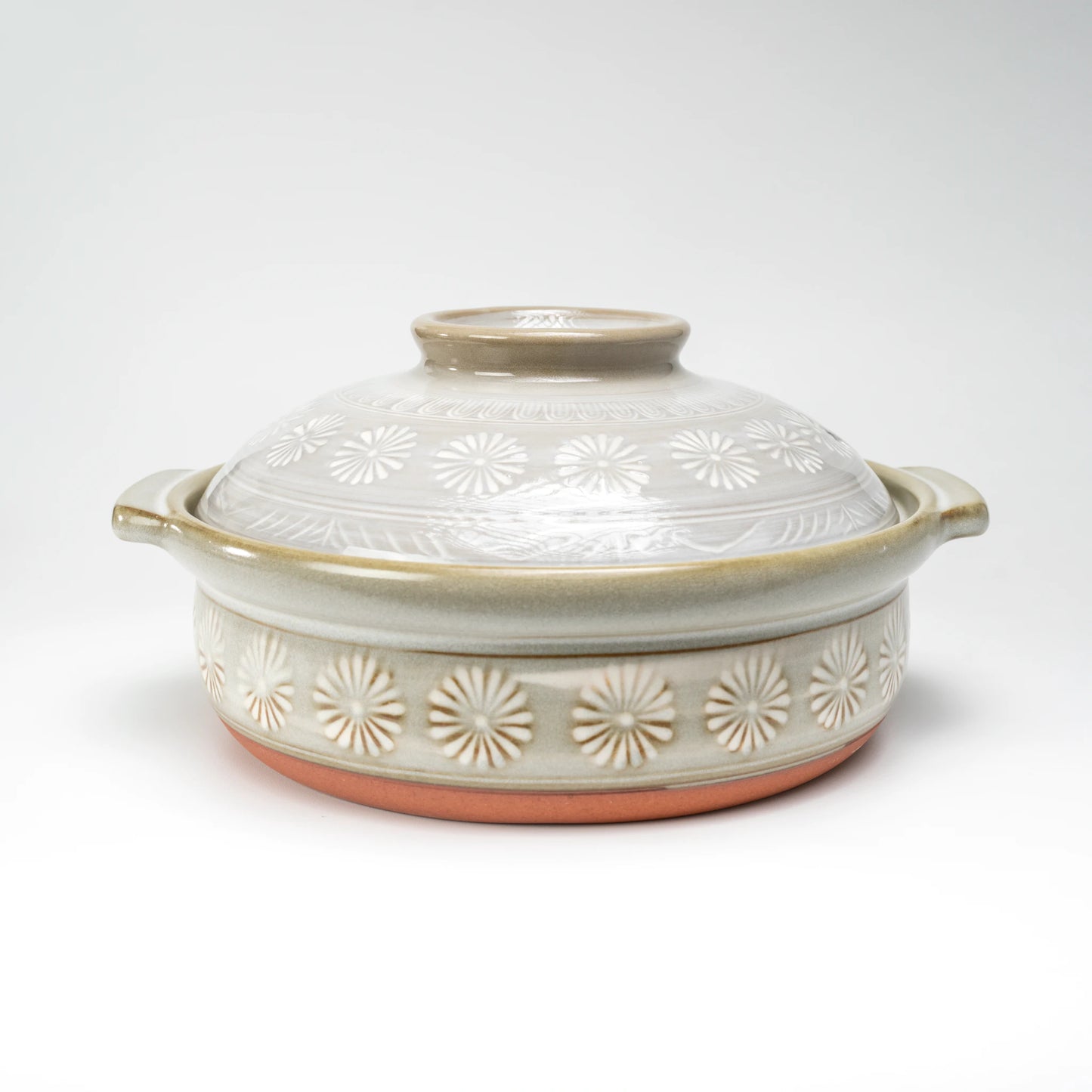 Ginpo Hana-Mishima Donabe — IH-Compatible Japanese Banko Clay Hot Pot, 7-gō (1–2 People)