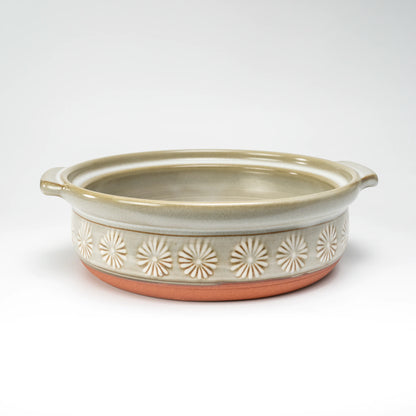 Ginpo Hana-Mishima Donabe — IH-Compatible Japanese Banko Clay Hot Pot, 7-gō (1–2 People)