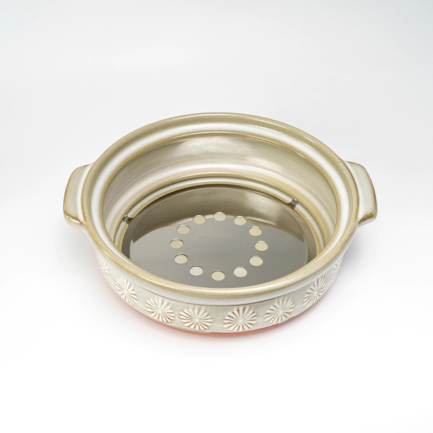 Ginpo Hana-Mishima Donabe — IH-Compatible Japanese Banko Clay Hot Pot, 7-gō (1–2 People)