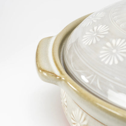 Ginpo Hana-Mishima Donabe — IH-Compatible Japanese Banko Clay Hot Pot, 7-gō (1–2 People)