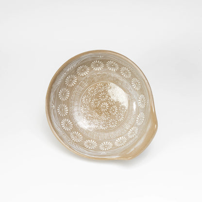Ginpo Hanamishima Tonsui-Schale | japanische Beistellschale für Tontopf, 13 cm