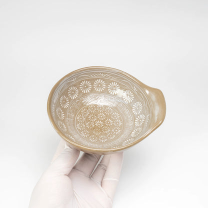 Ginpo Hanamishima Tonsui-Schale | japanische Beistellschale für Tontopf, 13 cm