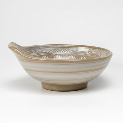Ginpo Hanamishima Tonsui-Schale | japanische Beistellschale für Tontopf, 13 cm