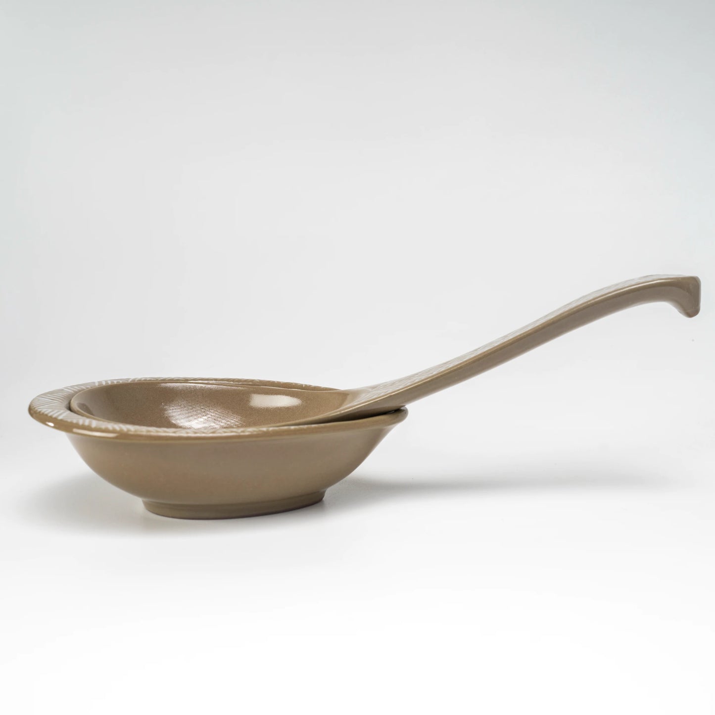 Ginpo Hanamishima Renge Spoon & Rest Set | Japanese Hot Pot Ladle, 21 cm