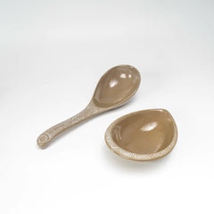 Ginpo Hana Mishima Serving Spoon & Rest, 21 cm