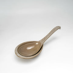Ginpo Hanamishima Renge Spoon & Rest Set | Japanese Hot Pot Ladle, 21 cm