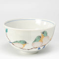 Japanese Rice Bowl with Three Mejiro Birds, Kutani Porcelain, 10.5 cm, Microwave Safe