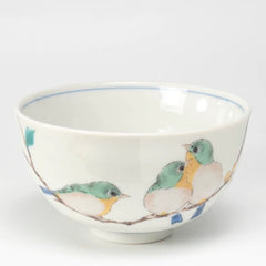 Japanese Rice Bowl, Kutani Ware Mejiro Bird Chawan 10.5cm, Ceramic Dessert Bowl, Gift Boxed