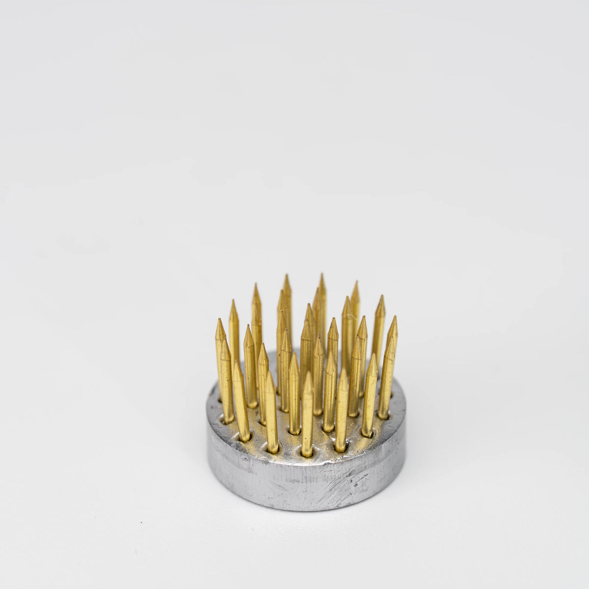 Pale blue mini ikebana vase, removable kenzan flower pin holder.