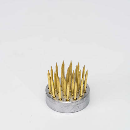 Pale blue mini ikebana vase, removable kenzan flower pin holder.