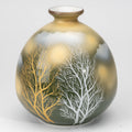 Kutani Kinun Kodachi Tree Motif Porcelain Bud Vase, 13 cm
