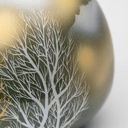 Olive green tree motif bud vase, tree branch decoration.