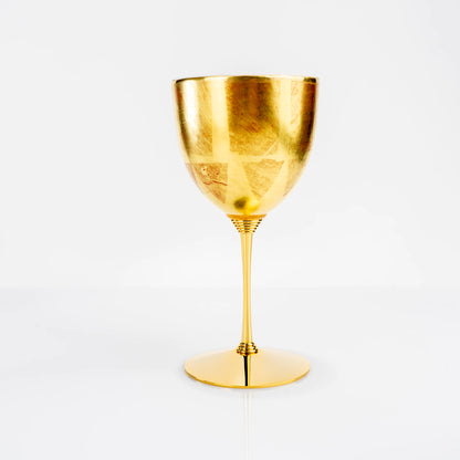 Kutani gold leaf red wine cup front view on white background