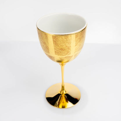 Single Kutani red porcelain wine cup standing upright