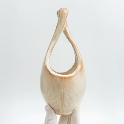 Shigaraki Hechimon Tall Flower Vase — Handmade Loop-Handle Stoneware Ikebana Vase, 23 cm