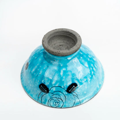Cuenco de postre de Seto-yaki con rosa tallada Aibana añil de Setsugekka, 14,5 cm (vista 9)