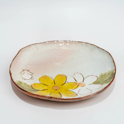Seto-Yaki Cup & Saucer Set — Hand-Painted Floral Tripod Coffee Cup 11.6cm