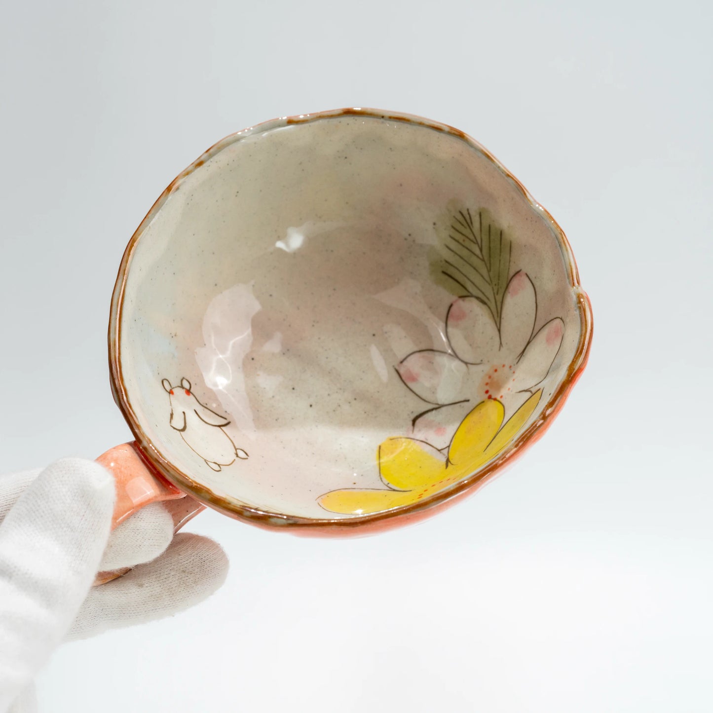 Seto-Yaki Cup & Saucer Set — Hand-Painted Floral Tripod Coffee Cup 11.6cm