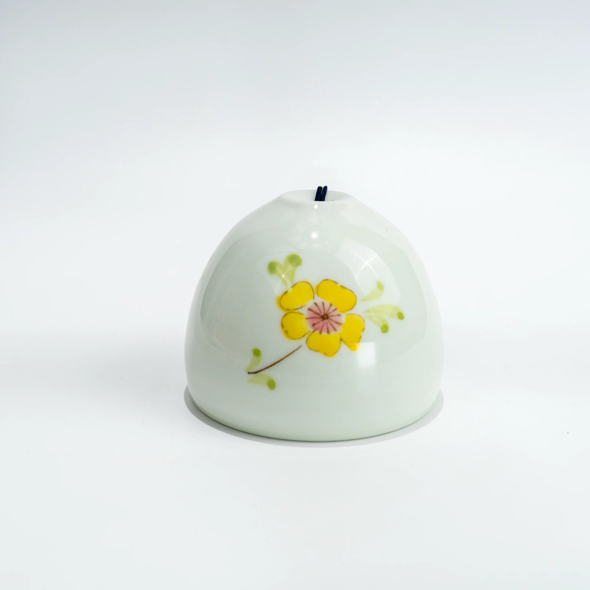 Arita floral ceramic wind chime close-up hanging view