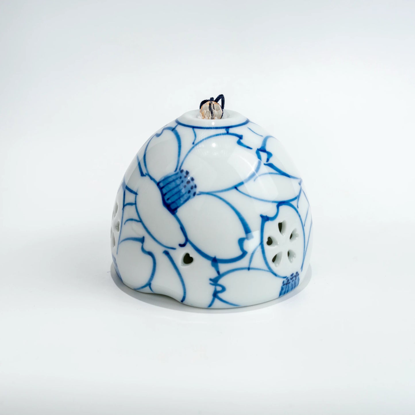 Arita Hakuji Wind Chime — Hand-Painted Sazanka Camellia Furin, Sometsuke — view 4