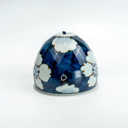 Top view inside Arita floral openwork ceramic wind chime bell