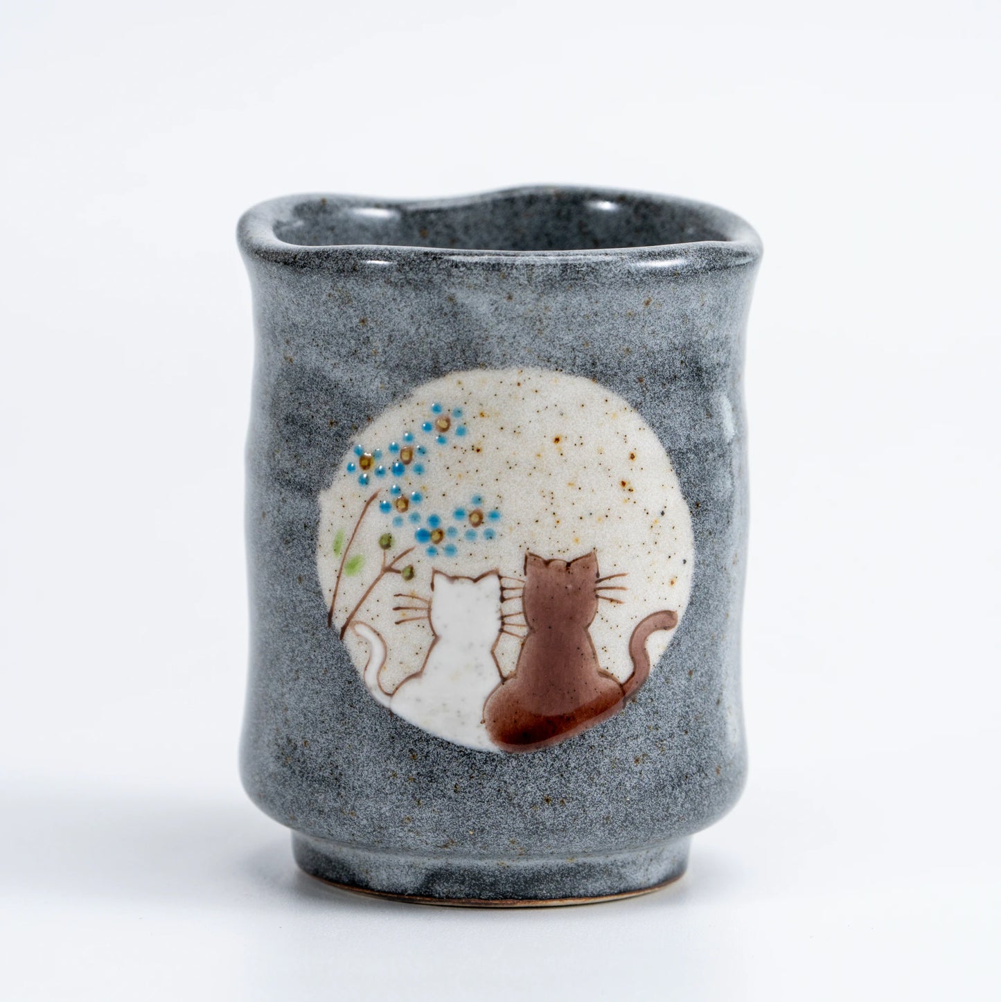 Kutani Yunomi Cup Pair — Iroe Yu Cat & Moon Hidamari Tea Set