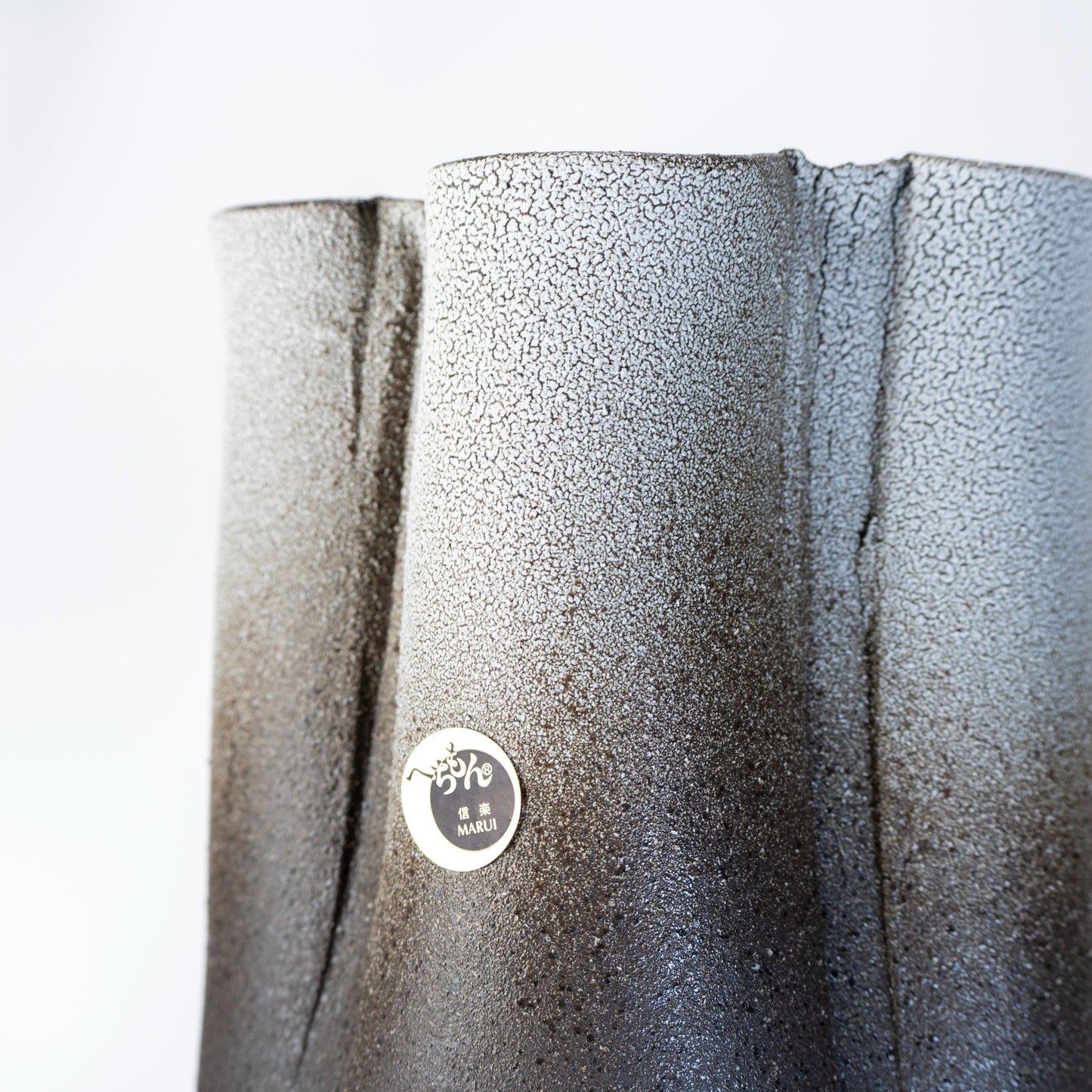 Shigaraki Ware Tall Ikebana Vase, handmade Japanese stoneware