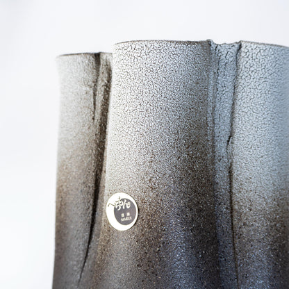 Shigaraki Ware Tall Ikebana Vase, handmade Japanese stoneware