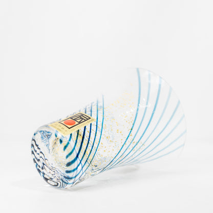 Top view of blue gold leaf sake cup